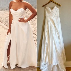 Lifetime of Love White Satin Strapless A-Line Gown